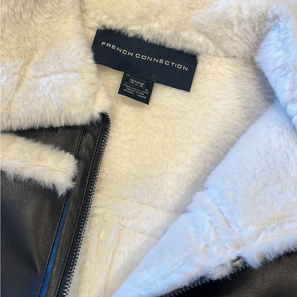 French Connection Black and Cream Teddy Jacket - Picture 2 of 7